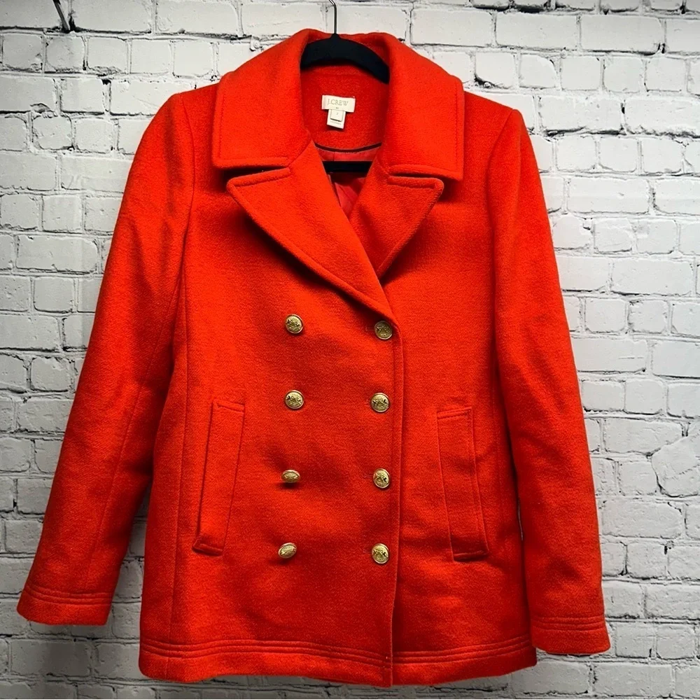 J. Crew factory Stadium Cloth Majesty Peacoat Coat Jacket in Red Sz 2 - Picture 1 of 12